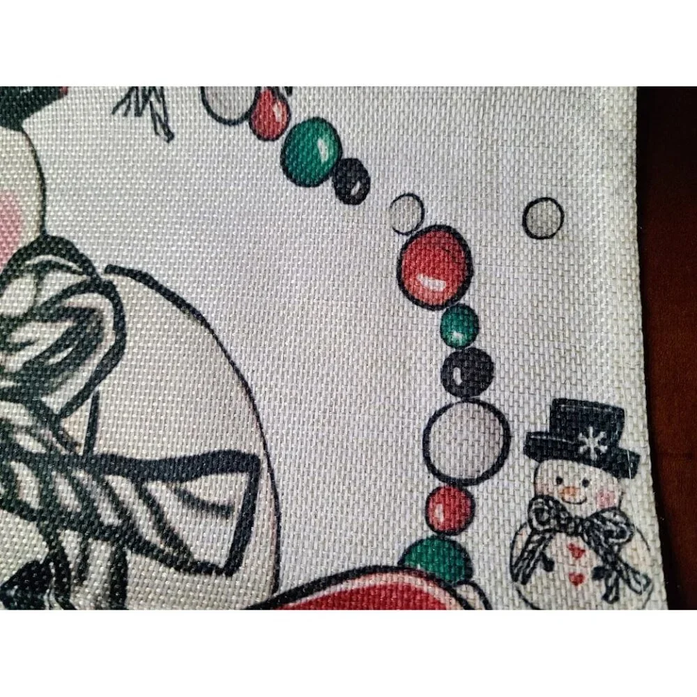 Christmas Table Runner Snowman Gingerbread Decor Holiday Decorative Cloth 13x48